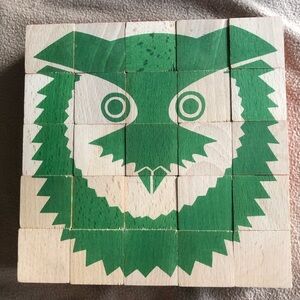 Vintage Wooden Animal Head Cubes Puzzle Teaching Resources 6 in 1